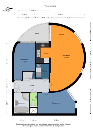 Floorplan - Slotermeerlaan 34A, 1064 HB Amsterdam